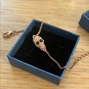 Rose Gold Jeweled Skull Bracelet